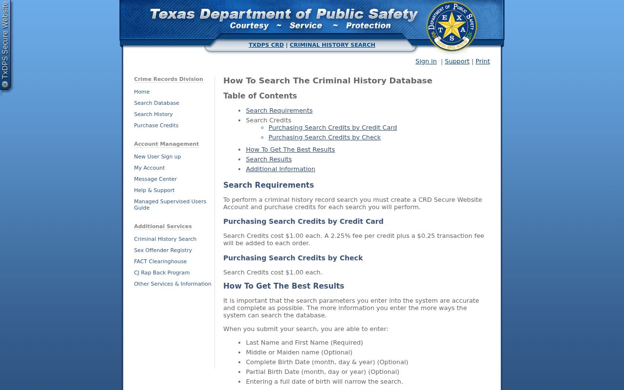 Cooke County criminal history search through Texas DPS