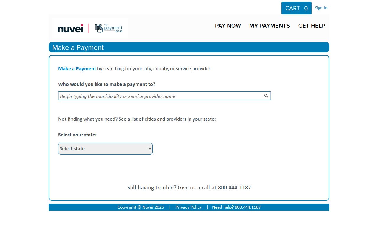 Lindsay court payment screen that is not a criminal records search